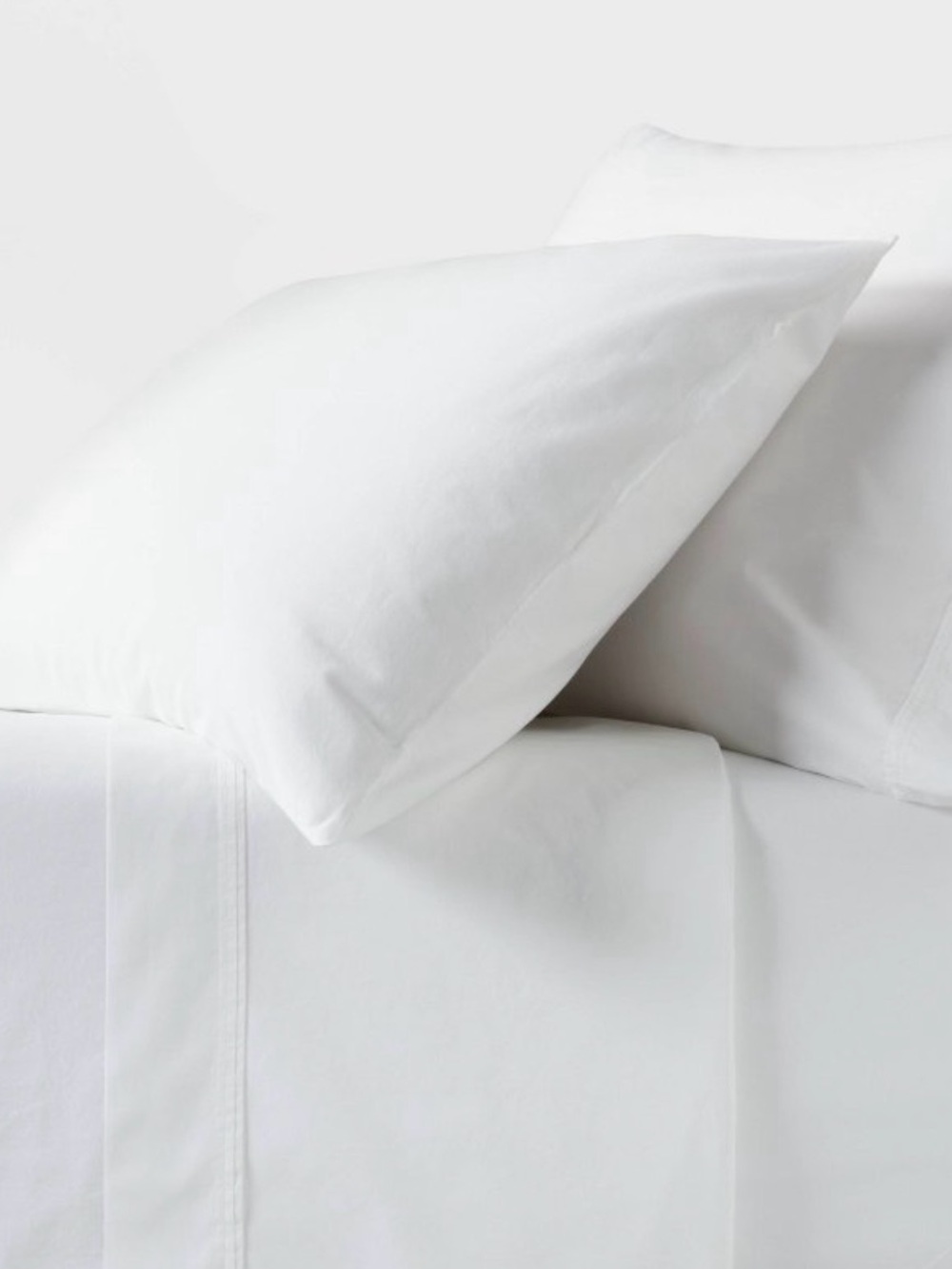 Full Sheet 250 Thread Count Organic Percale Sheet Set True White - Threshold